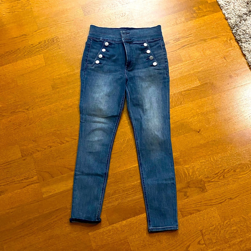 Ankle legging , super high rise, stretch jeans from express